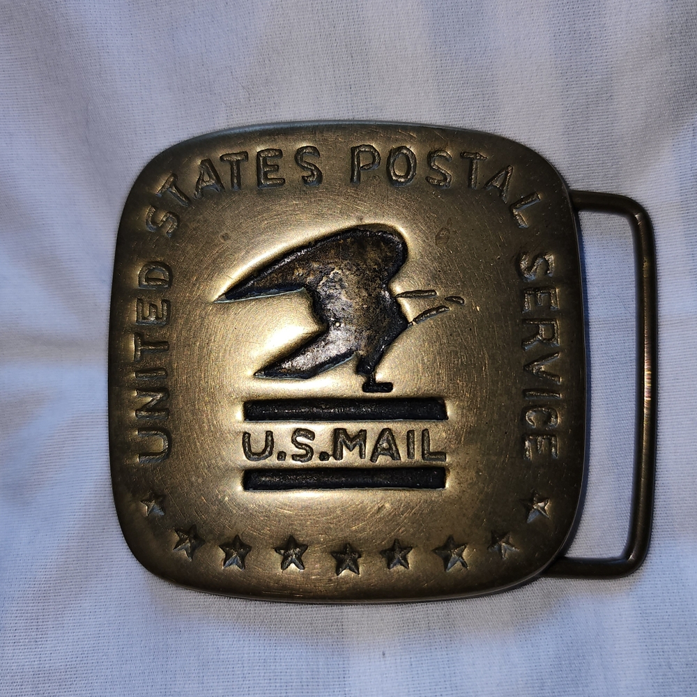 Vintage UNITED STATES POSTAL SERVICE USPS Solid Brass Belt Buckle